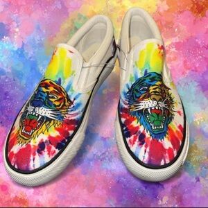 Ed Hardy Multicolor Tiger Kids Slip-On Sneakers